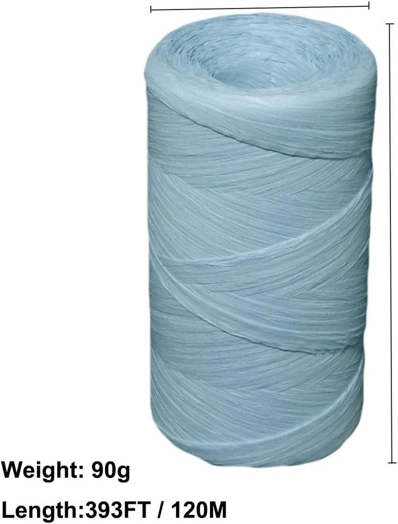 ALLWSLucky 393 Feet Raffia Paper Ribbon, Colored Packing Paper String Craft Raffia Ribbon for Gift Wrapping and DIY Decoration (Blue) - Image 2